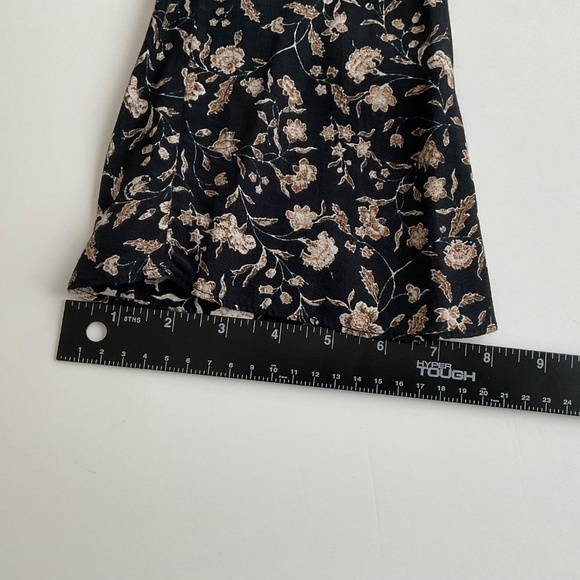 Mango Babydoll Floral Mini Dress XS Black/Brown Long Sleeve VNeck Boho Romantic - Picture 9 of 13